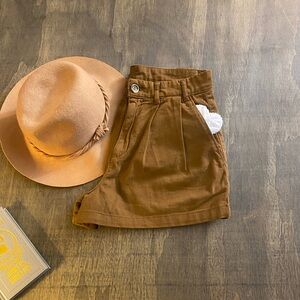 Free People High-Rise Rust Brown Cotton Shorts